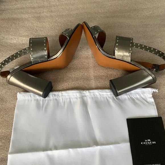 Coach Metallic Studded Block Heels